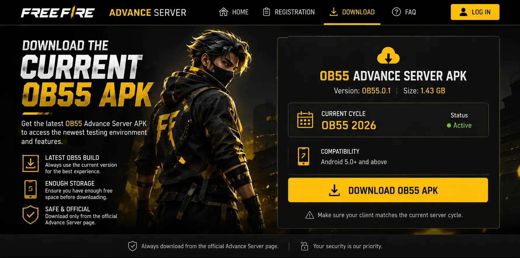 Downloading the current OB55 Advance Server APK
