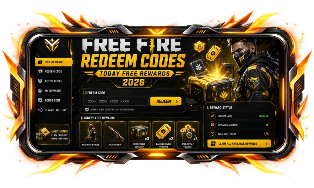 Free Fire
REDEEM CODES
TODAY FREE REWARDS
2026
