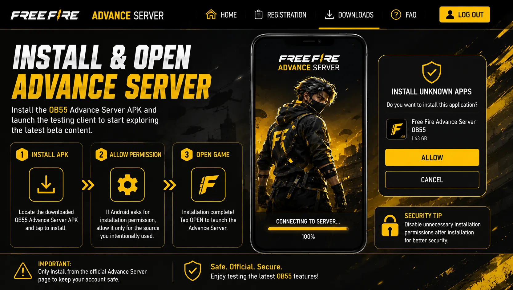 Installing and opening the Advance Server client on Android