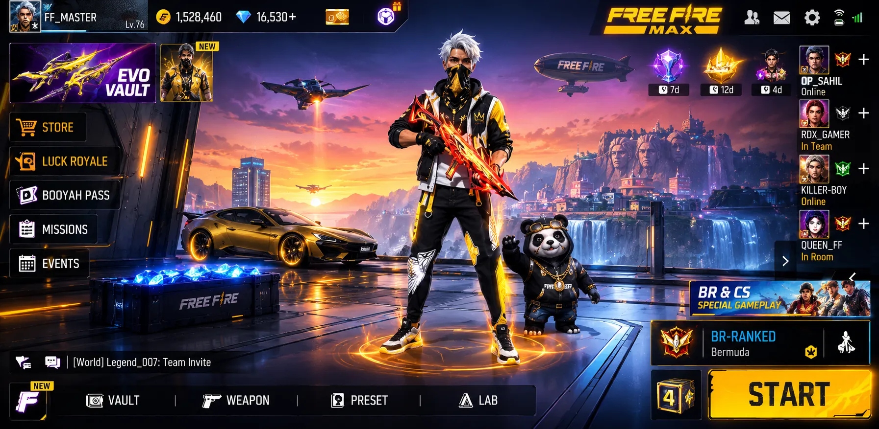 Opening Free Fire after a successful redemption
