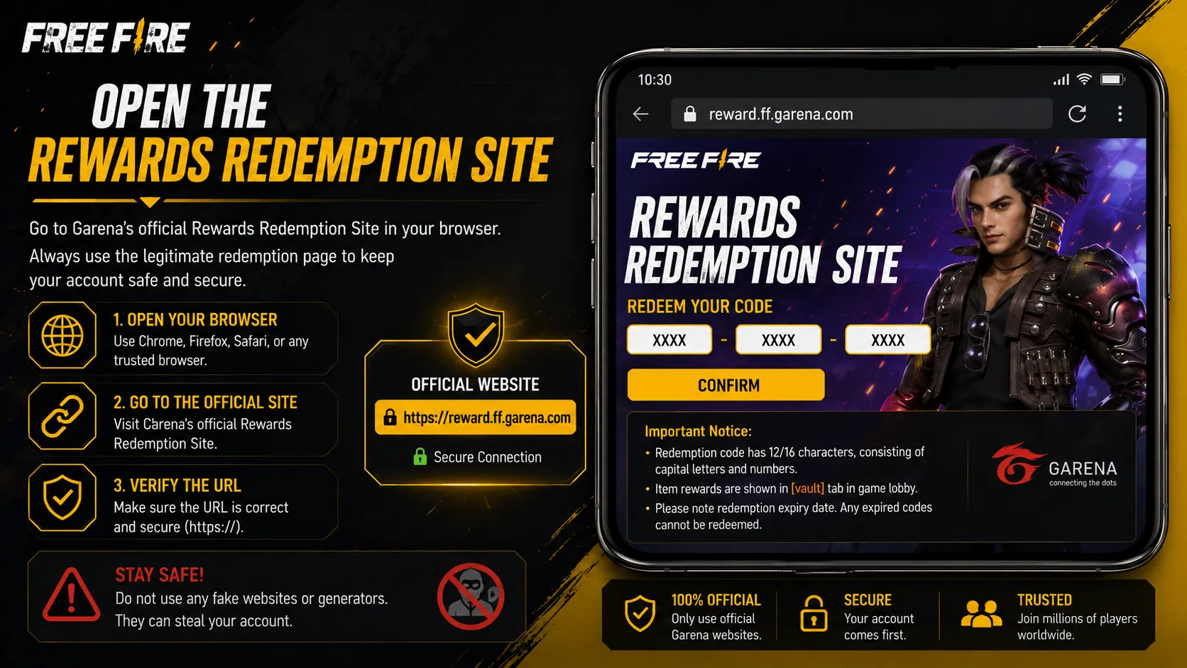 Opening Garena&rsquo;s official Rewards Redemption Site