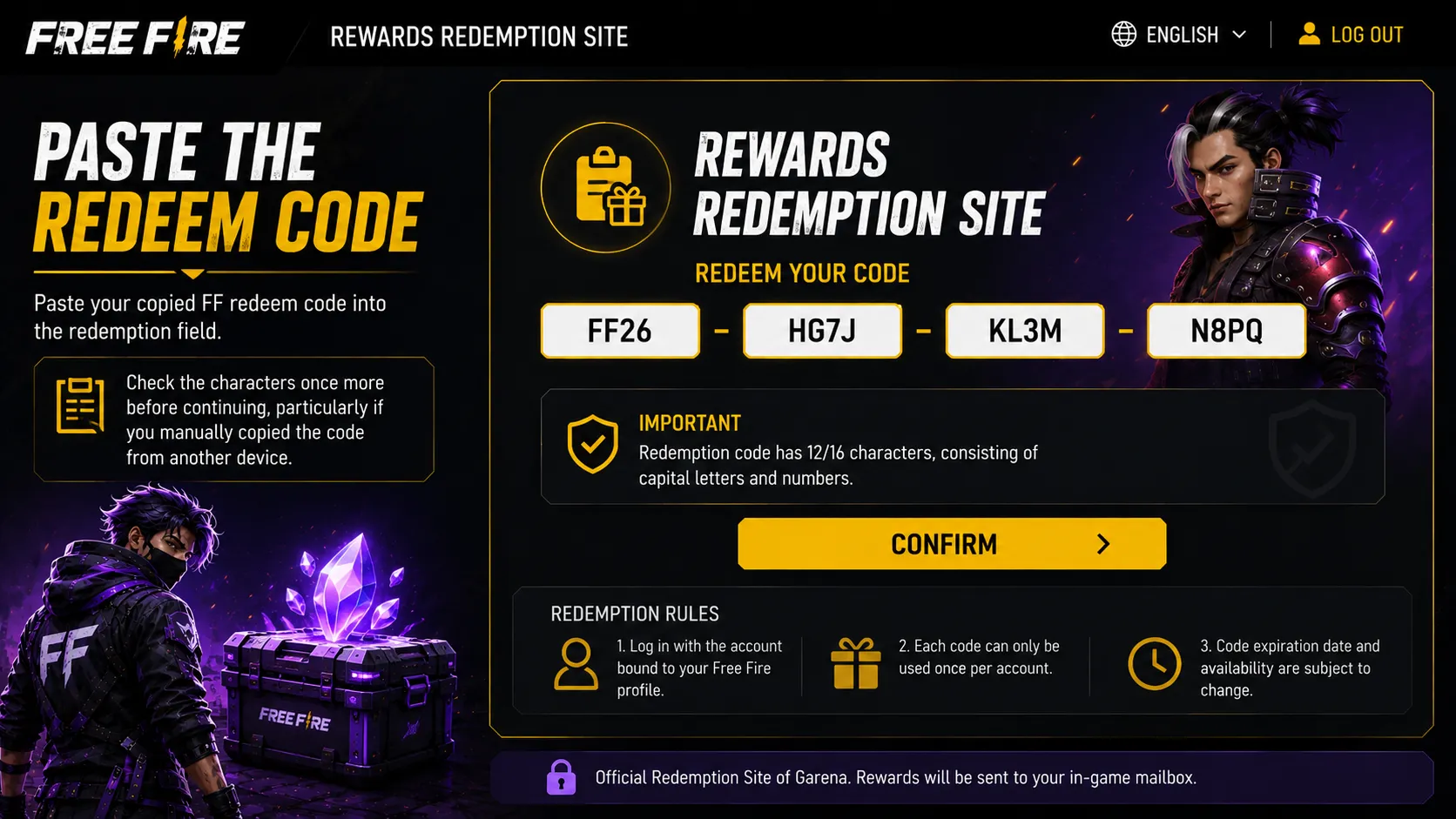 Pasting the redeem code into the redemption field